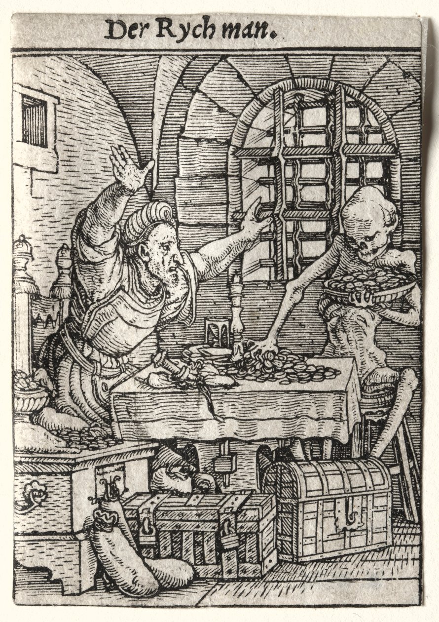 Taniec Śmierci: Skąpiec, c. 1526. autorstwa Hans Holbein