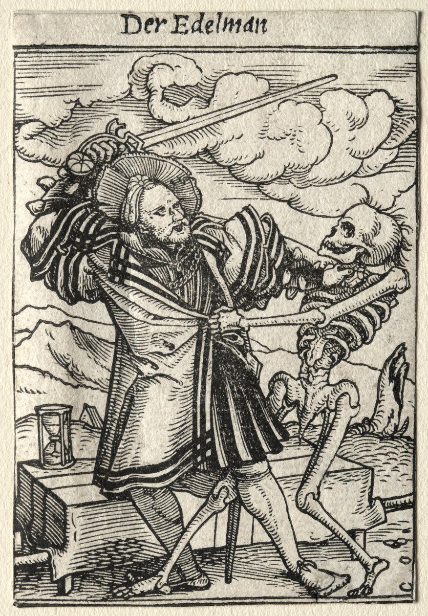 Taniec Śmierci: Szlachcic. autorstwa Hans Holbein
