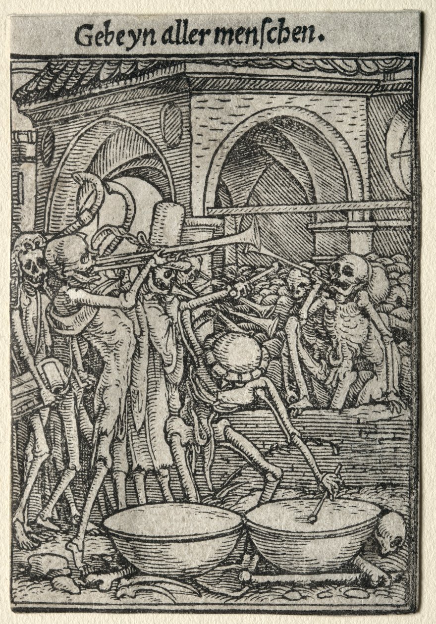 Taniec Śmierci: Trębacze Śmierci. autorstwa Hans Holbein