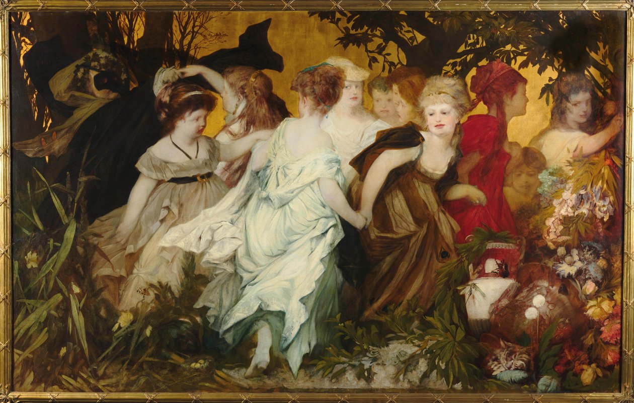 Amoretti współczesne, Tryptyk, lewy panel, 1868. autorstwa Hans Makart