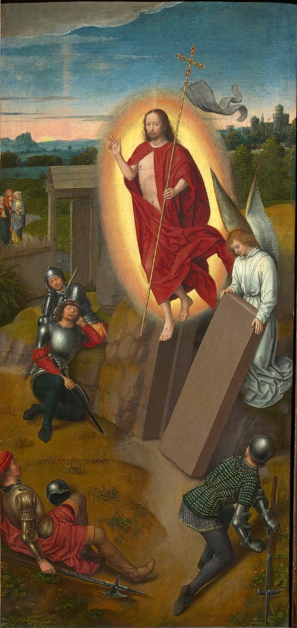 Tryptyk Kalwaria: Zmartwychwstanie, prawe skrzydło, lata 80. XIX wieku. autorstwa Hans Memling