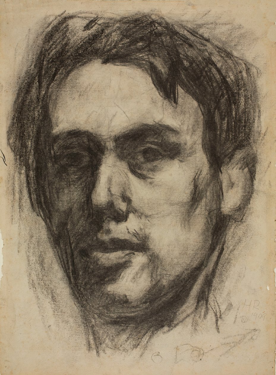 Autoportret prosto, Szkic odwrócony, 1909. autorstwa Hans Richter