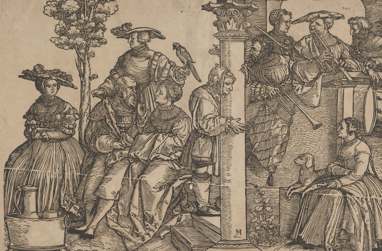 Muzycy i obserwatorzy. autorstwa Hans Schäufelein the Elder