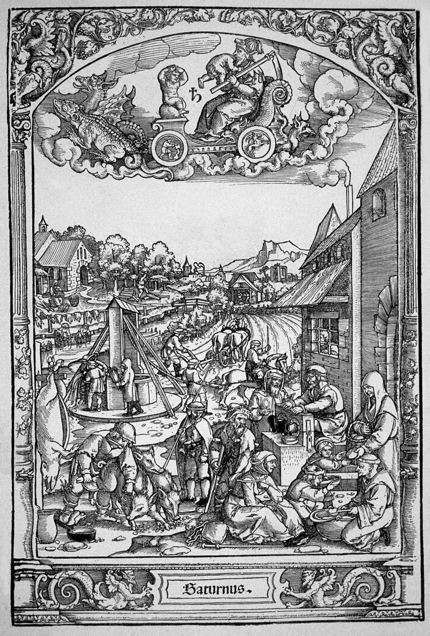 Saturn (drzeworyt) autorstwa Hans Sebald (School of) Beham