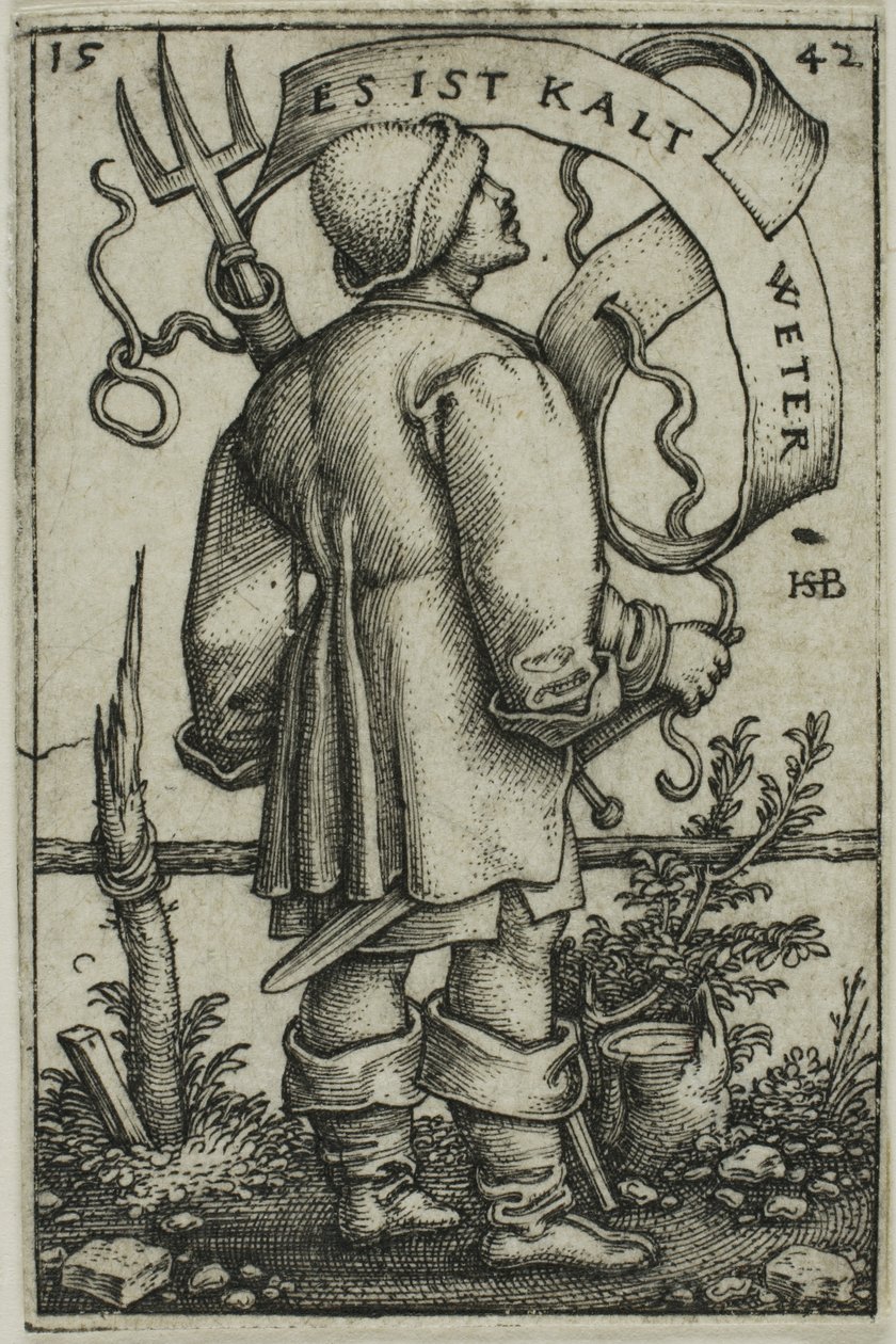Wieśniak „Jest zimno” autorstwa Hans Sebald Beham