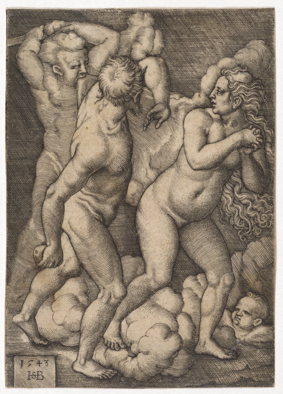 Wypędzenie z raju, 1543 autorstwa Hans Sebald Beham