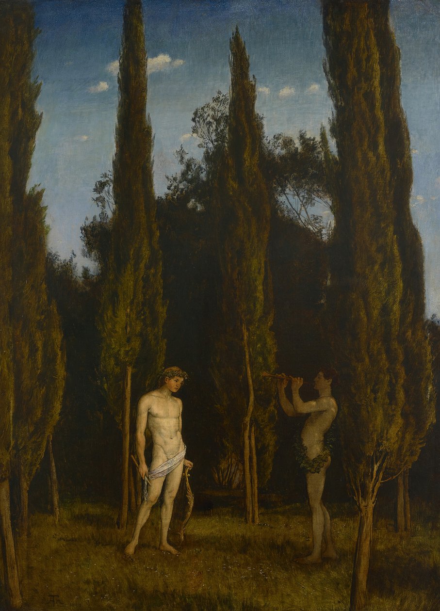 Apollo i Marsjasz, autorstwa Hans Thoma