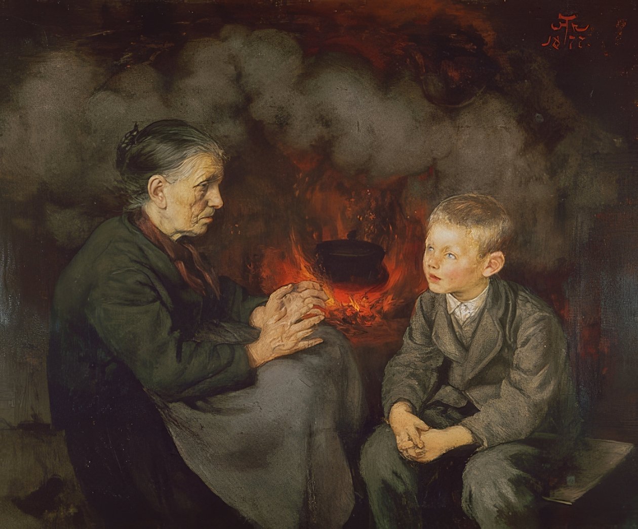 Babcia opowiada bajki autorstwa Hans Thoma
