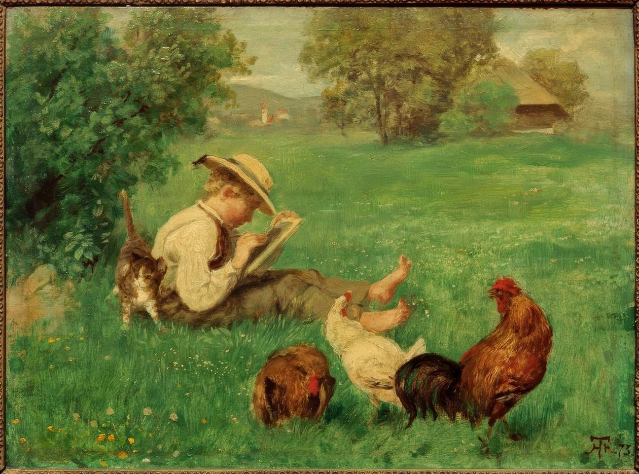 Po szkole. Początki sztuki autorstwa Hans Thoma