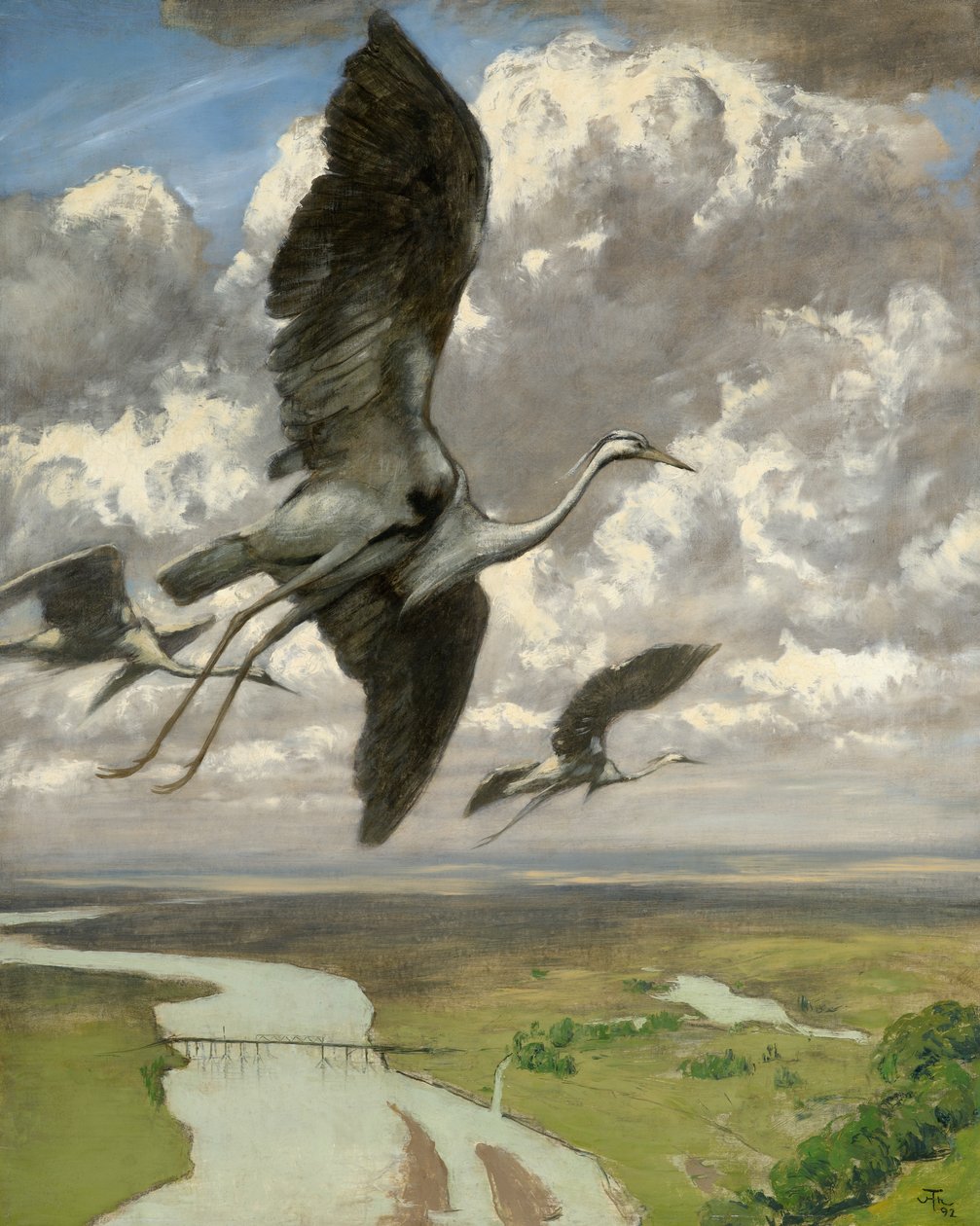 Cudowne ptaki, 1892 (olej na tekturze) autorstwa Hans Thoma