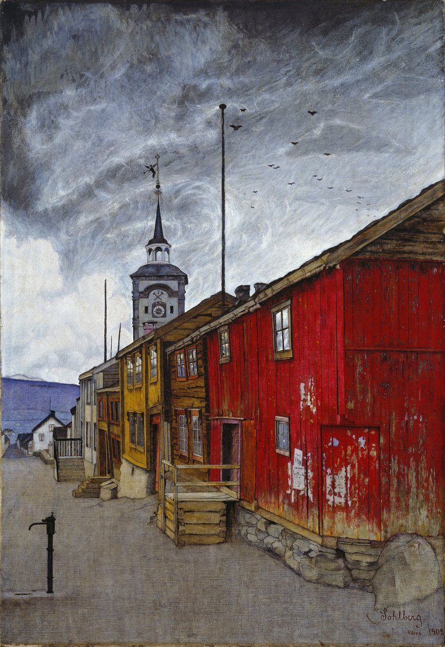 Ulica w Røros autorstwa Harald Oscar Sohlberg