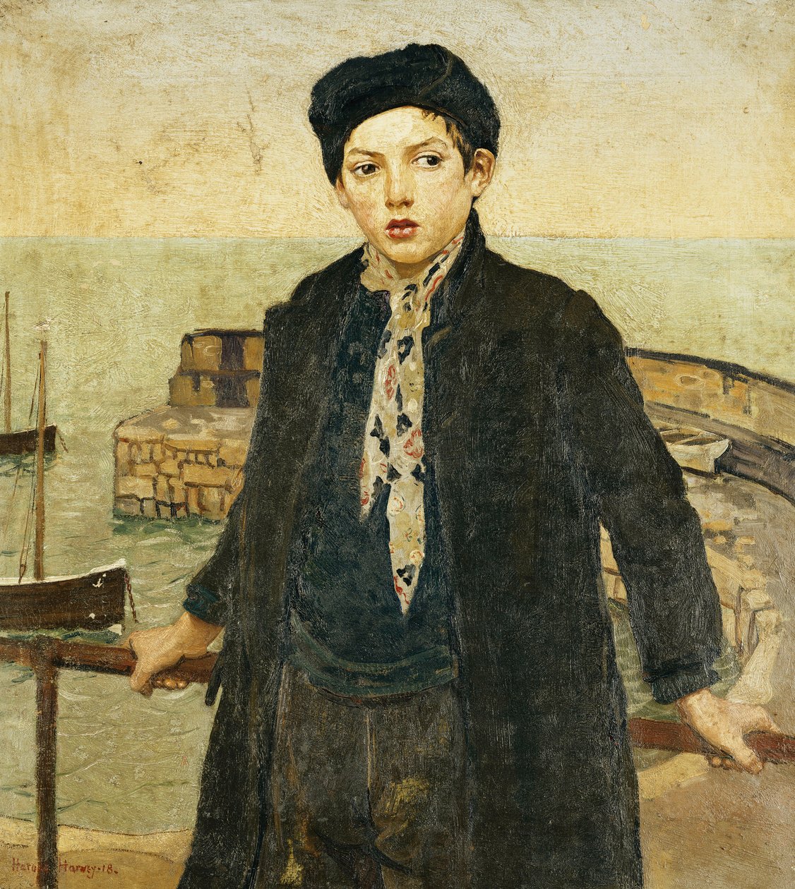 Chłopiec przy porcie autorstwa Harold Harvey