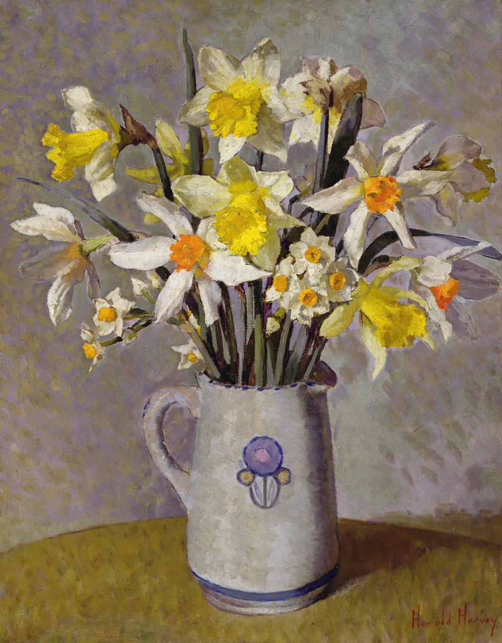 Żonkile (olej na płótnie) autorstwa Harold Harvey