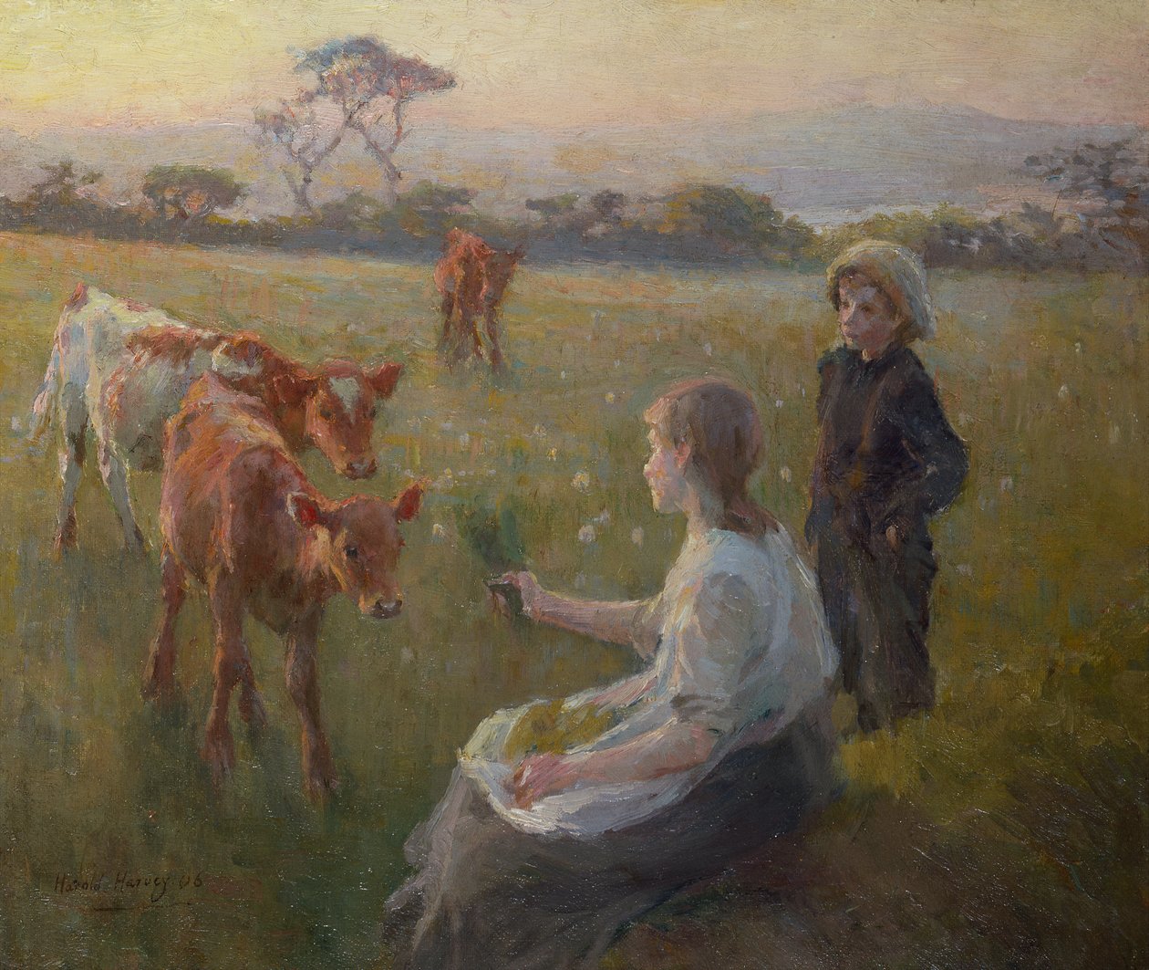 Karmienie cieląt autorstwa Harold Harvey