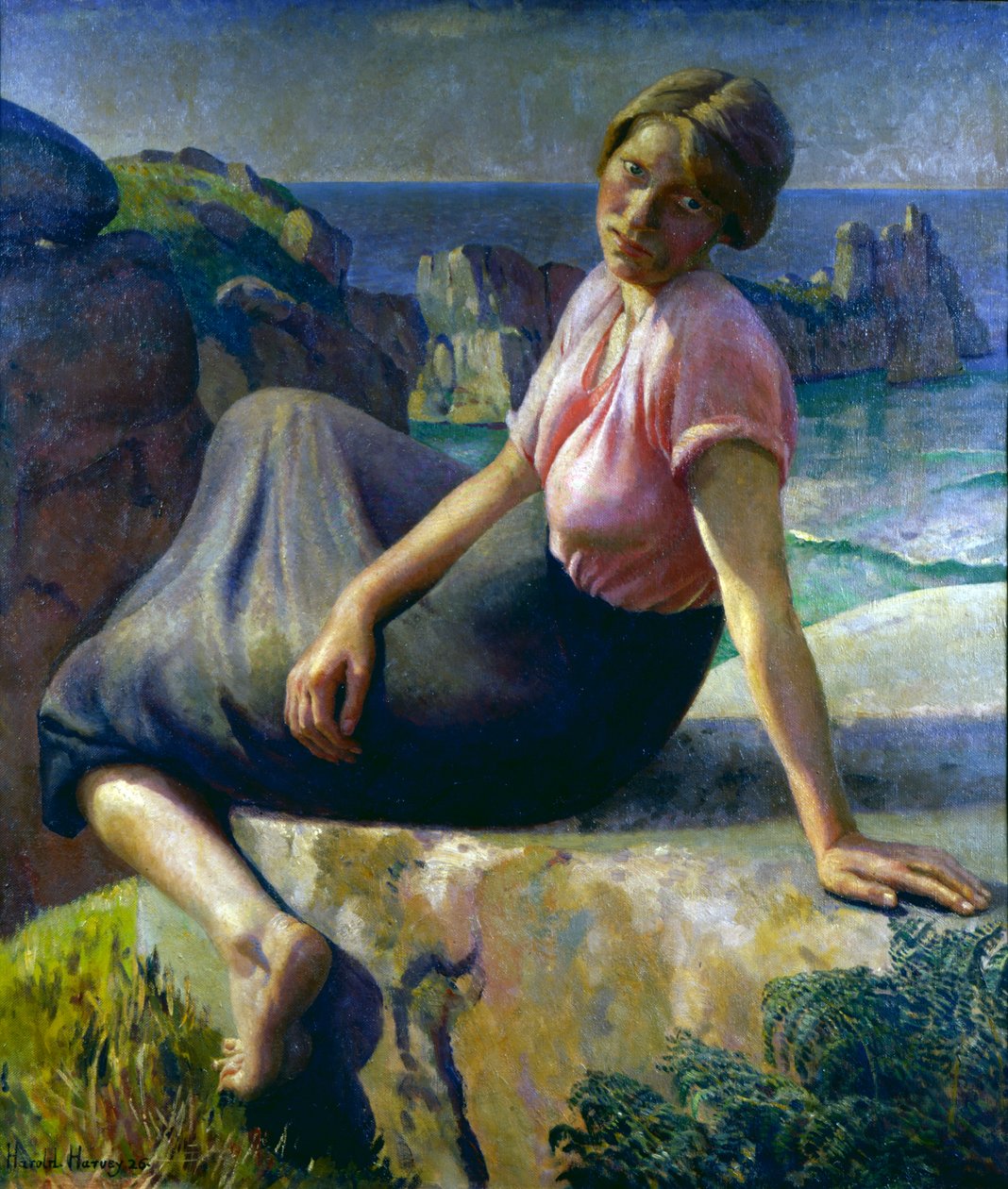 Dziewczyna na klifie autorstwa Harold Harvey