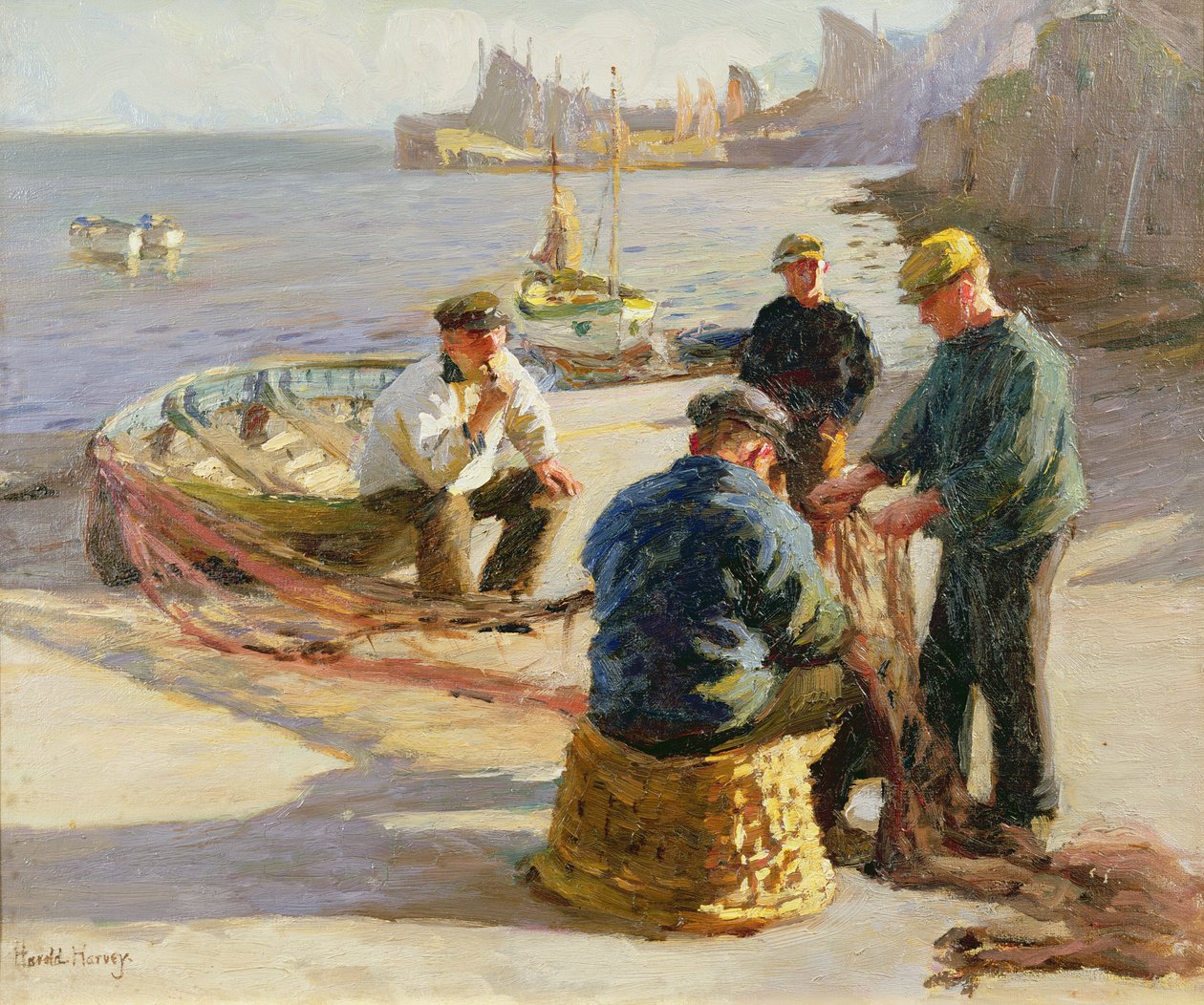 Newlyn Harbour: naprawianie sieci autorstwa Harold Harvey