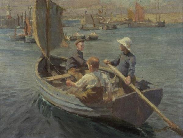 Żeglarstwo w porcie Newlyn autorstwa Harold Harvey