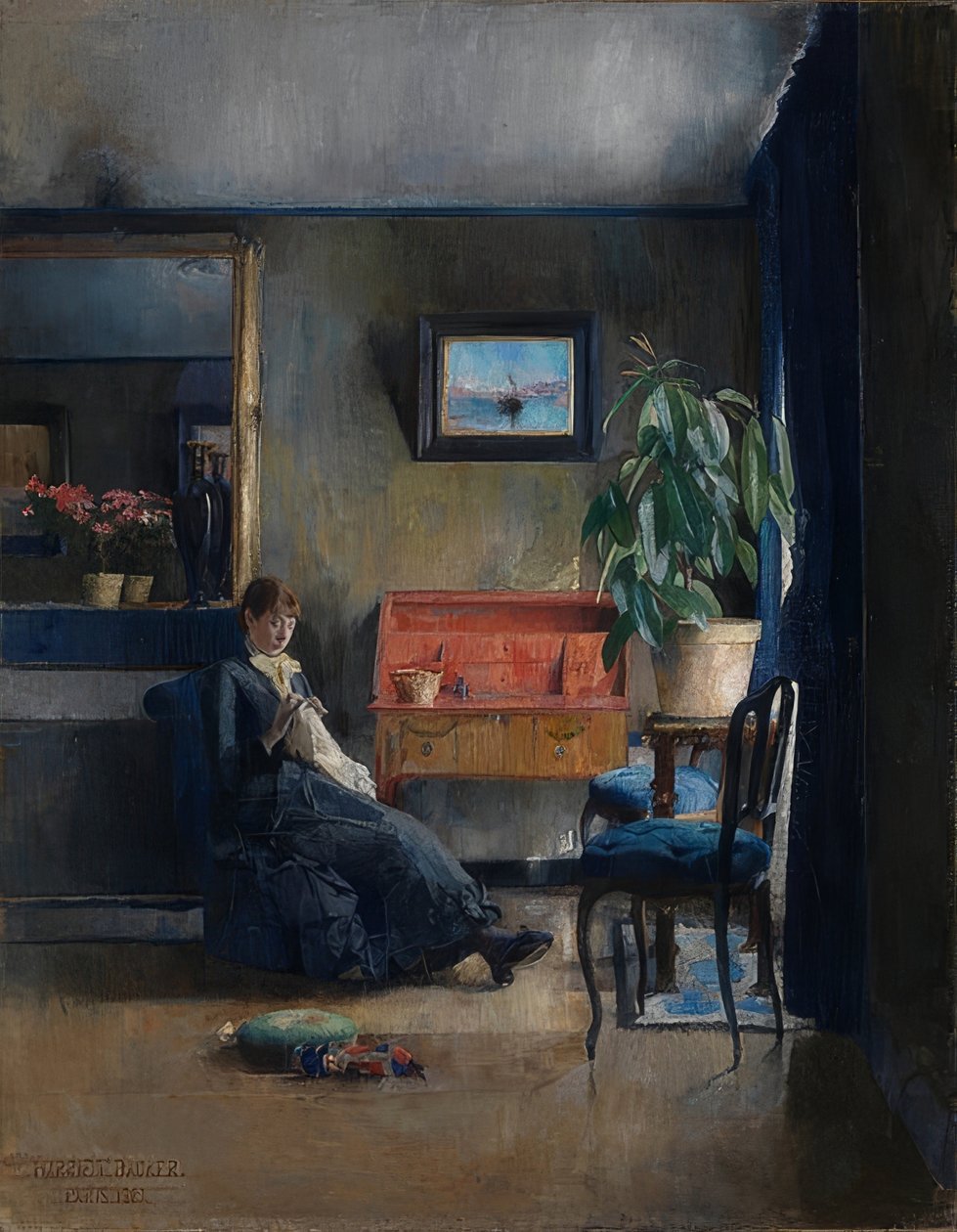 Niebieskie wnętrze. 1883 autorstwa Harriet Backer