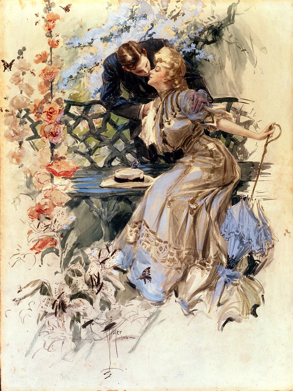 Dni Zaręczyn, 1906 (wc na papierze) autorstwa Harrison Fisher