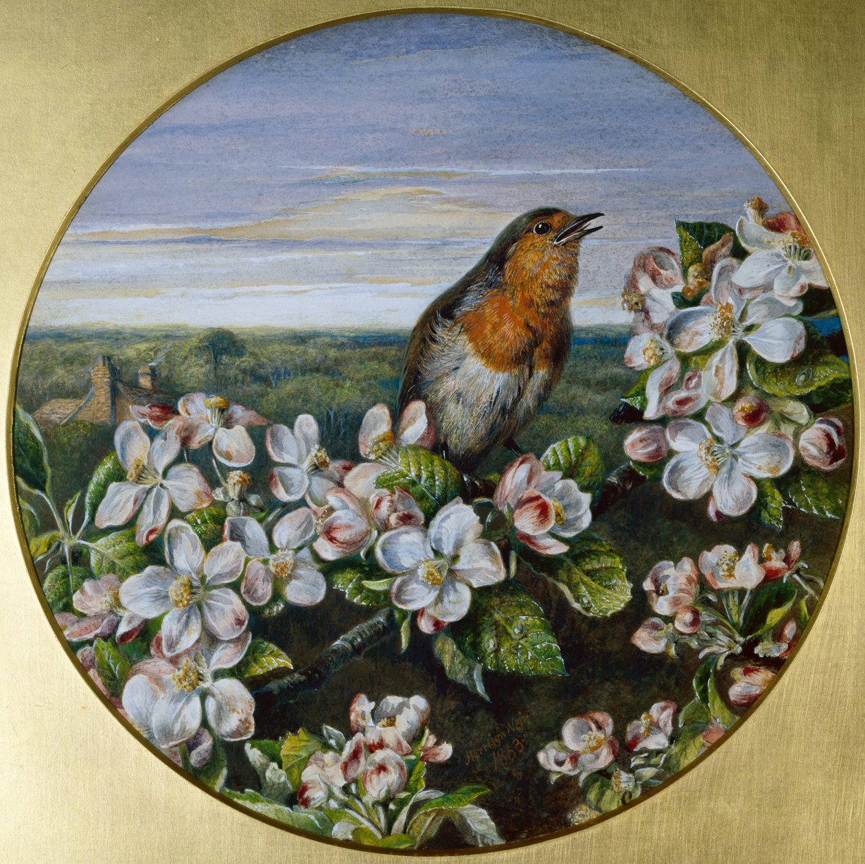 Robin wśród kwiatów autorstwa Harrison William Weir