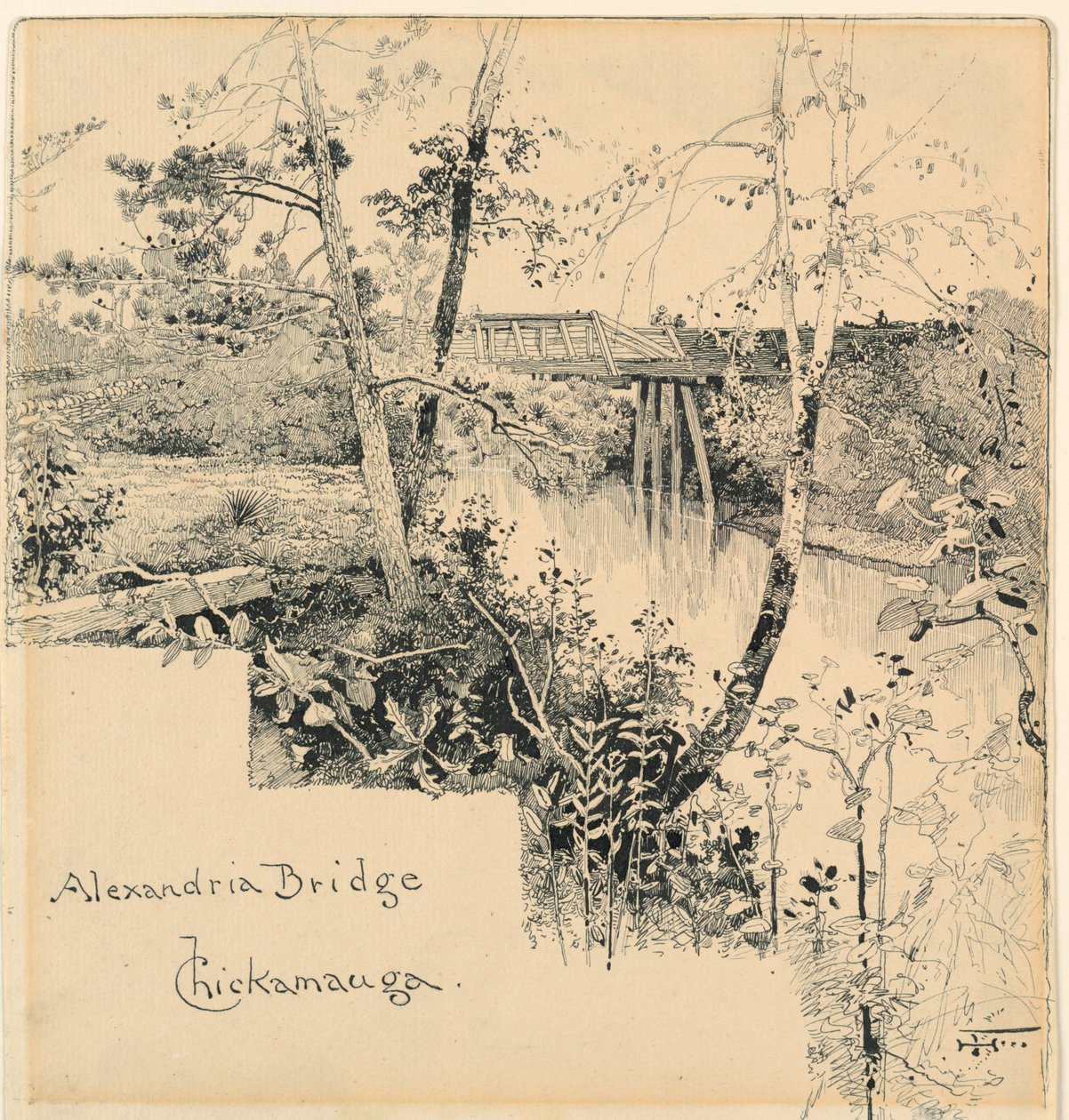 Most Aleksandryjski, Chickamauga autorstwa Harry Fenn