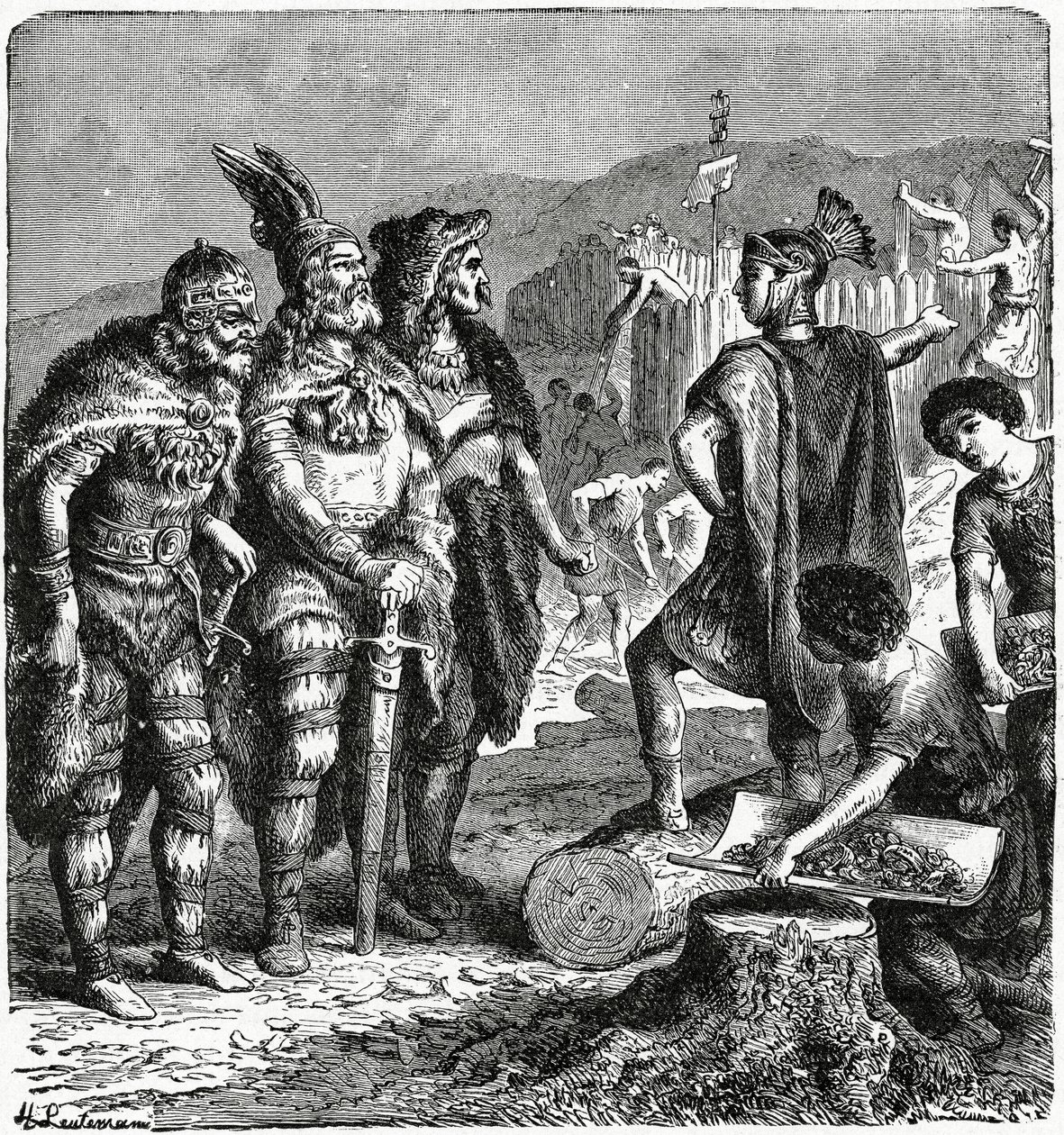 Julian i Franków Chiefs, c.1880 grawerowanie autorstwa Heinrich Leutemann