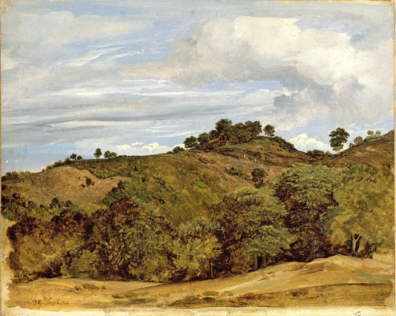 Pejzaż koło Olevano, 1822 (olej na papierze na płótnie) autorstwa Heinrich Reinhold