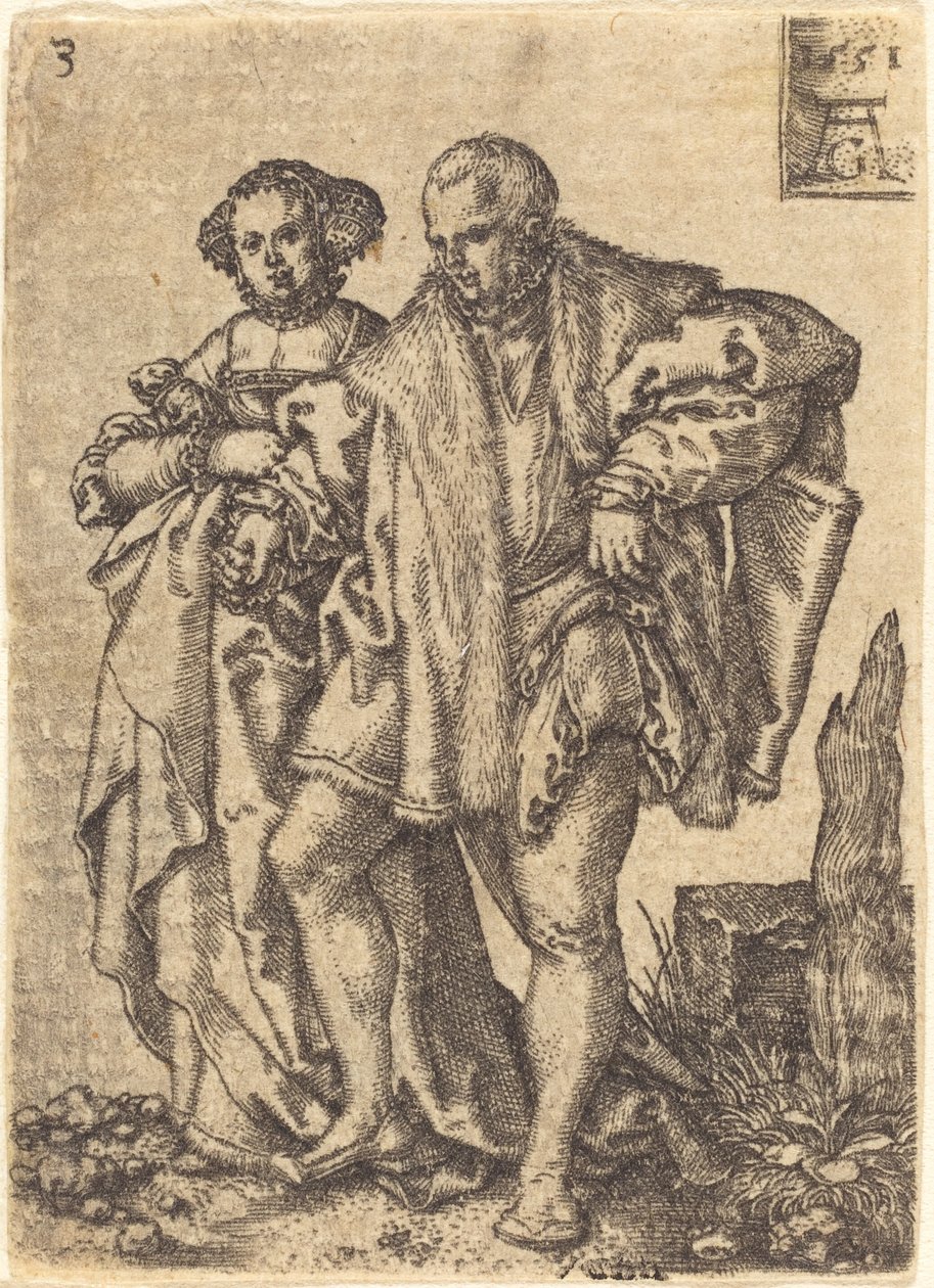 Tańcząca para, 1551. autorstwa Heinrich Aldegrever
