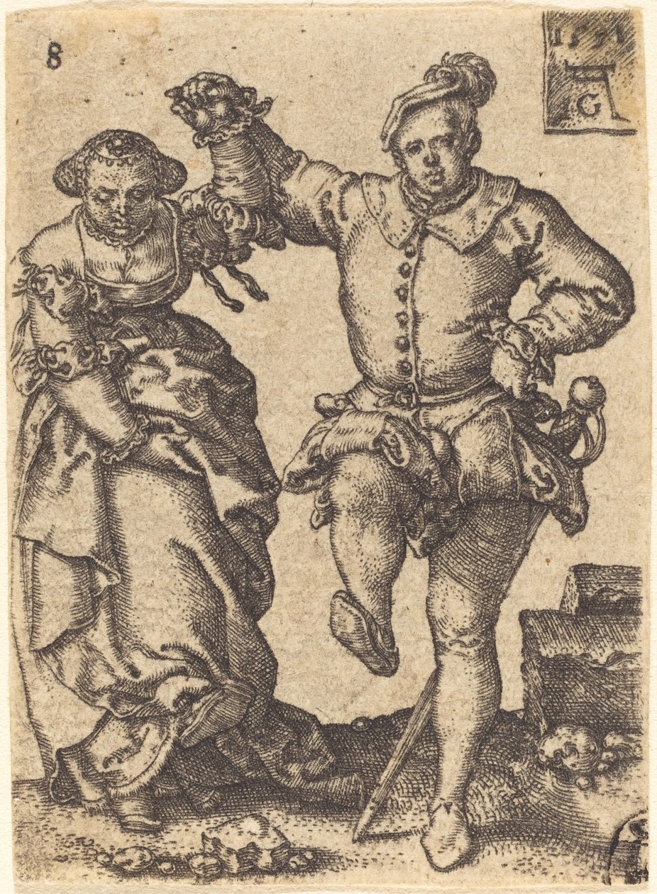 Tańcząca para, 1551. autorstwa Heinrich Aldegrever