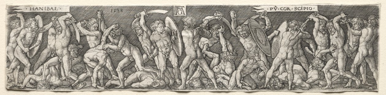 Walczący Hannibal Scypion, 1538. autorstwa Heinrich Aldegrever