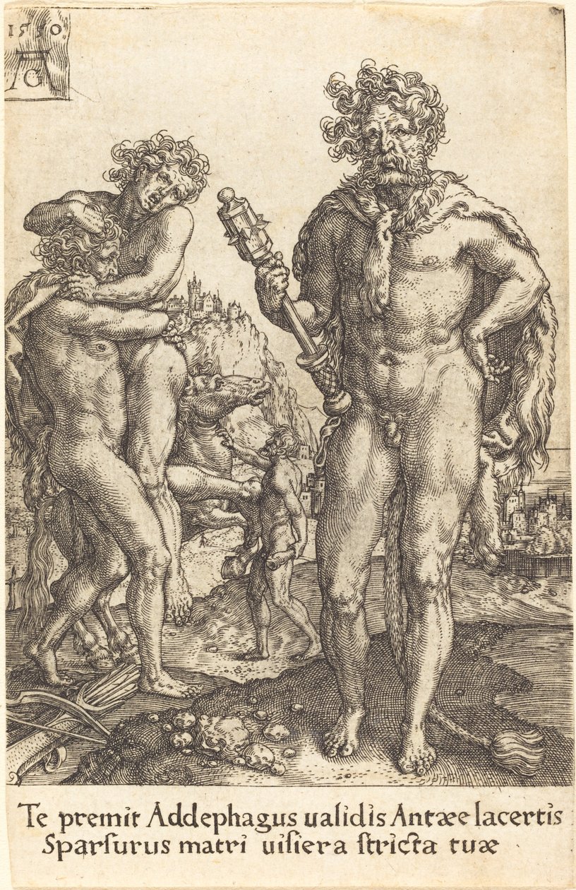 Herkules i Anteusz, 1550. autorstwa Heinrich Aldegrever