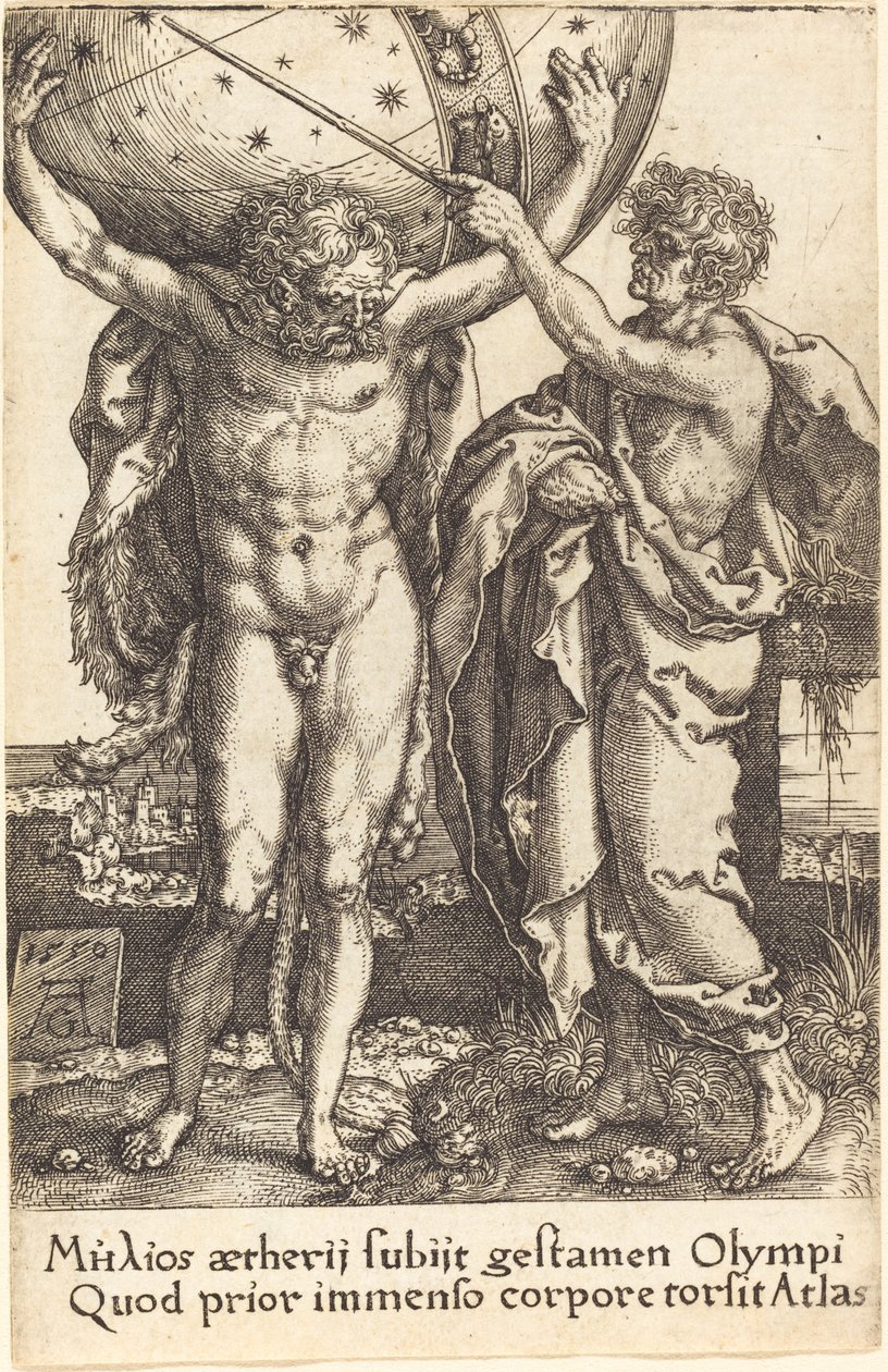 Herkules i Atlas, 1550. autorstwa Heinrich Aldegrever