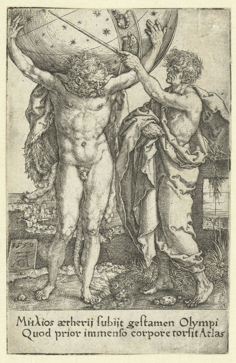 Herkules i Atlas Prace Herkulesa (tytuł serii) autorstwa Heinrich Aldegrever