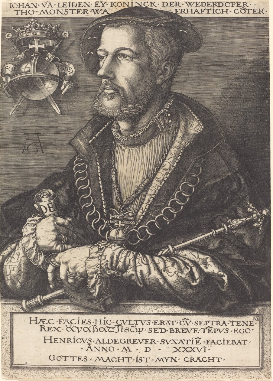Jana van Leydena. autorstwa Heinrich Aldegrever