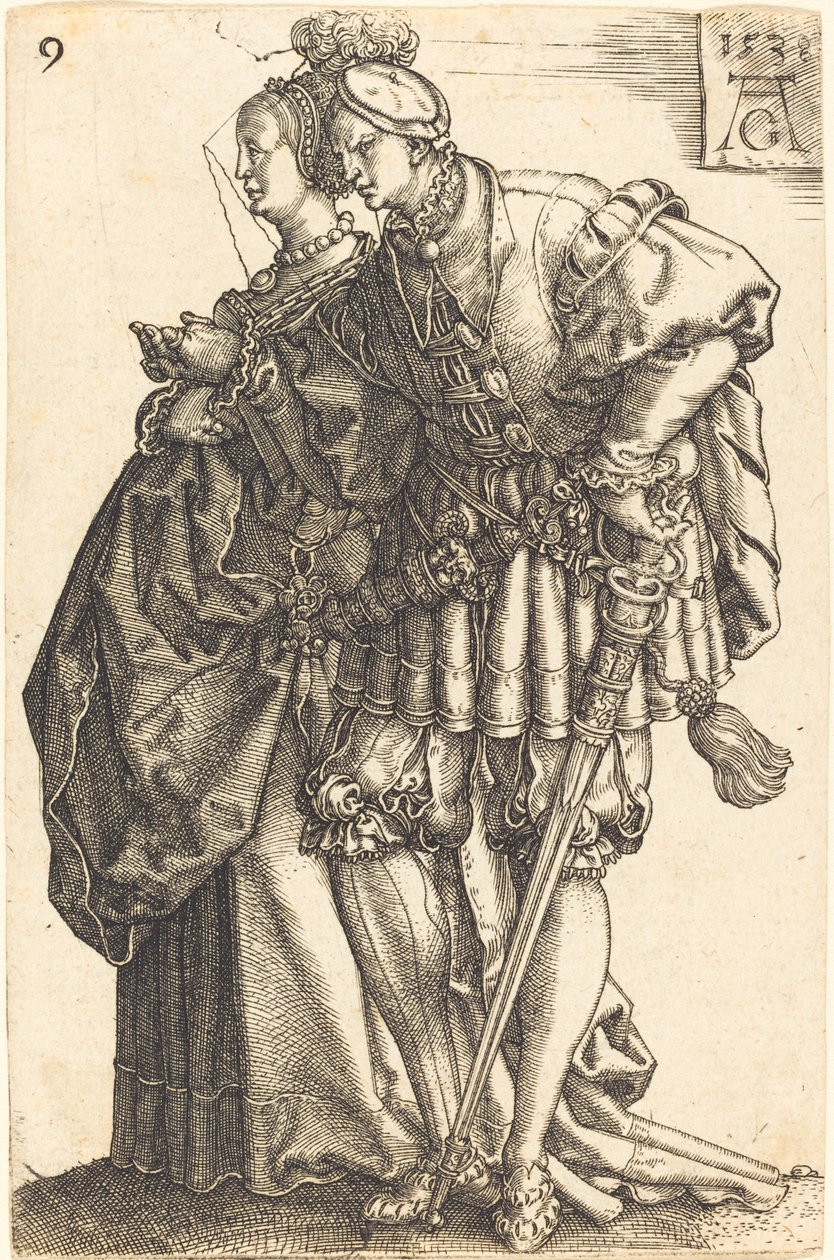 Duże tancerki ślubne, 1538. autorstwa Heinrich Aldegrever