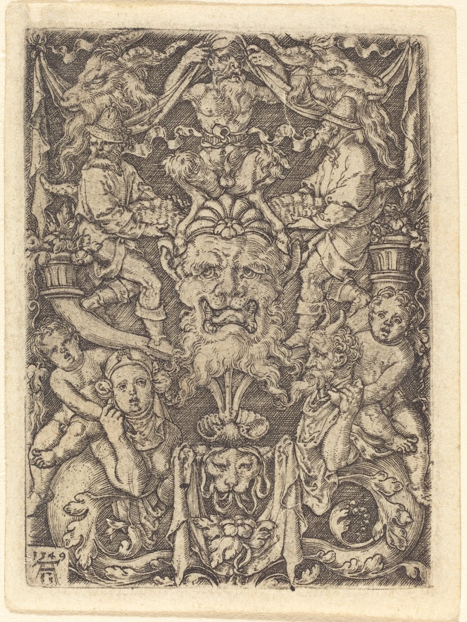 Ozdoba z maską autorstwa Heinrich Aldegrever