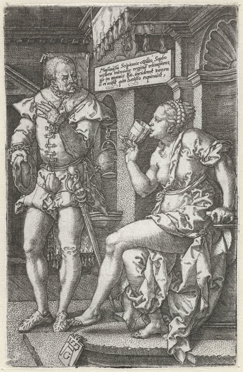 Sophonisba pije truciznę autorstwa Heinrich Aldegrever