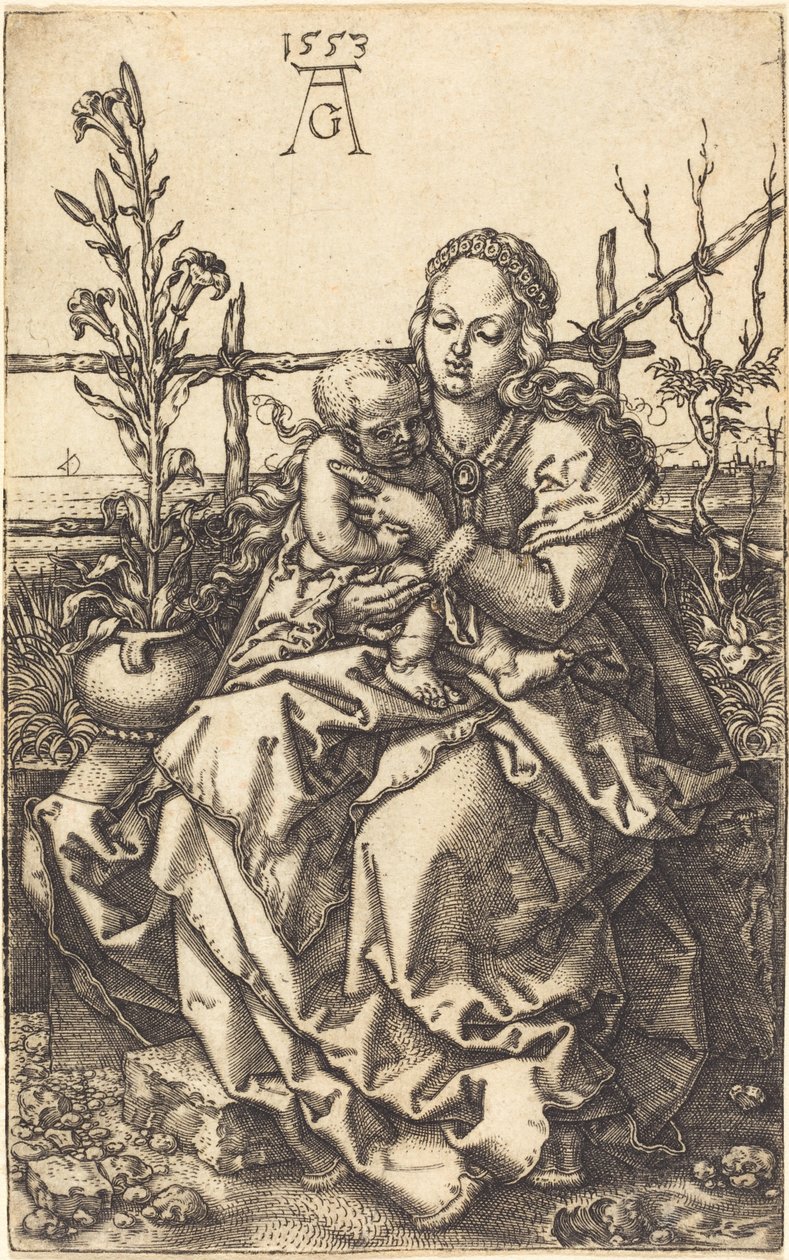 Siedząca Dziewica, 1553. autorstwa Heinrich Aldegrever