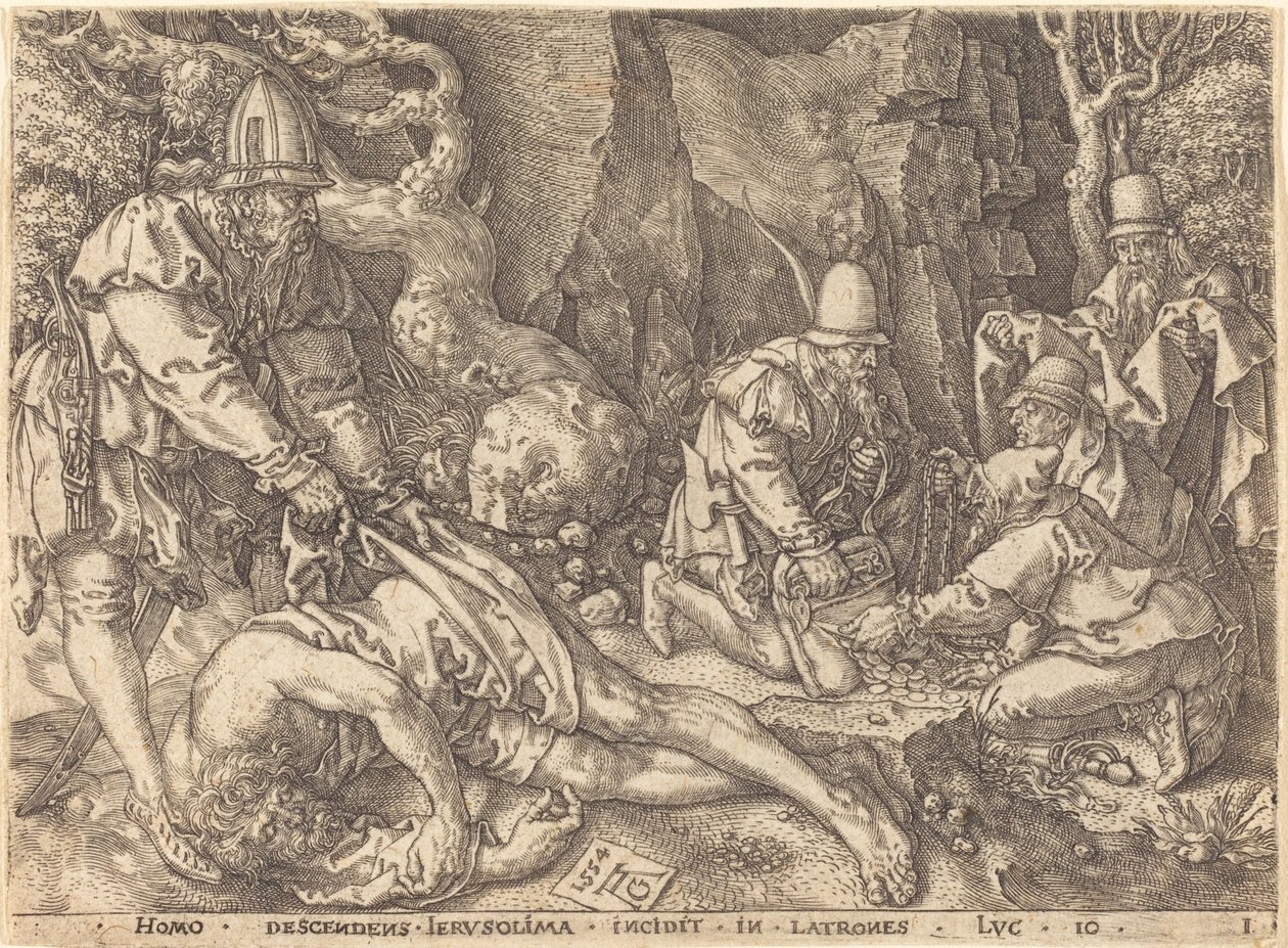 Podróżnik wśród złodziei autorstwa Heinrich Aldegrever