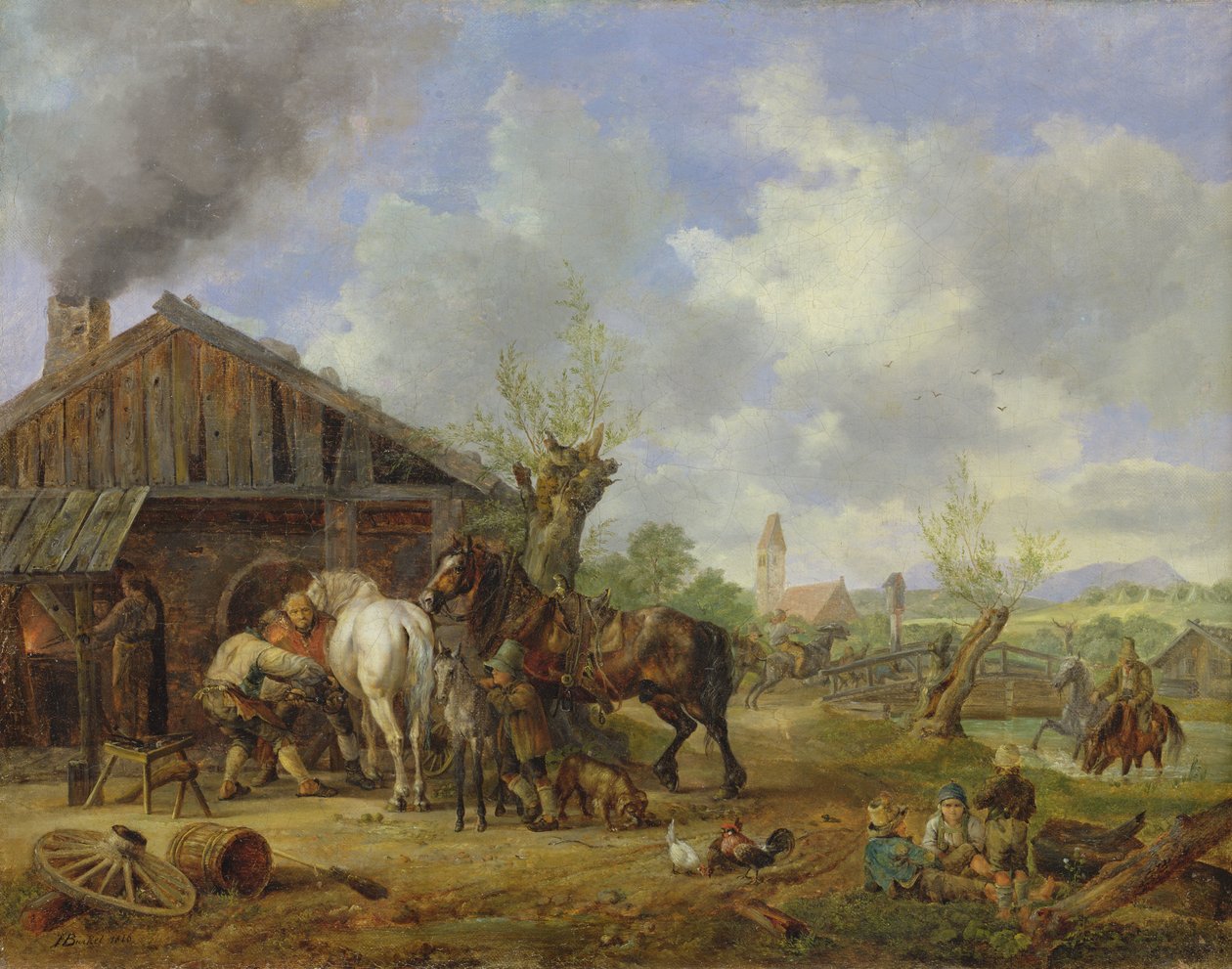 Wiejski kowal, 1826 autorstwa Heinrich Burkel