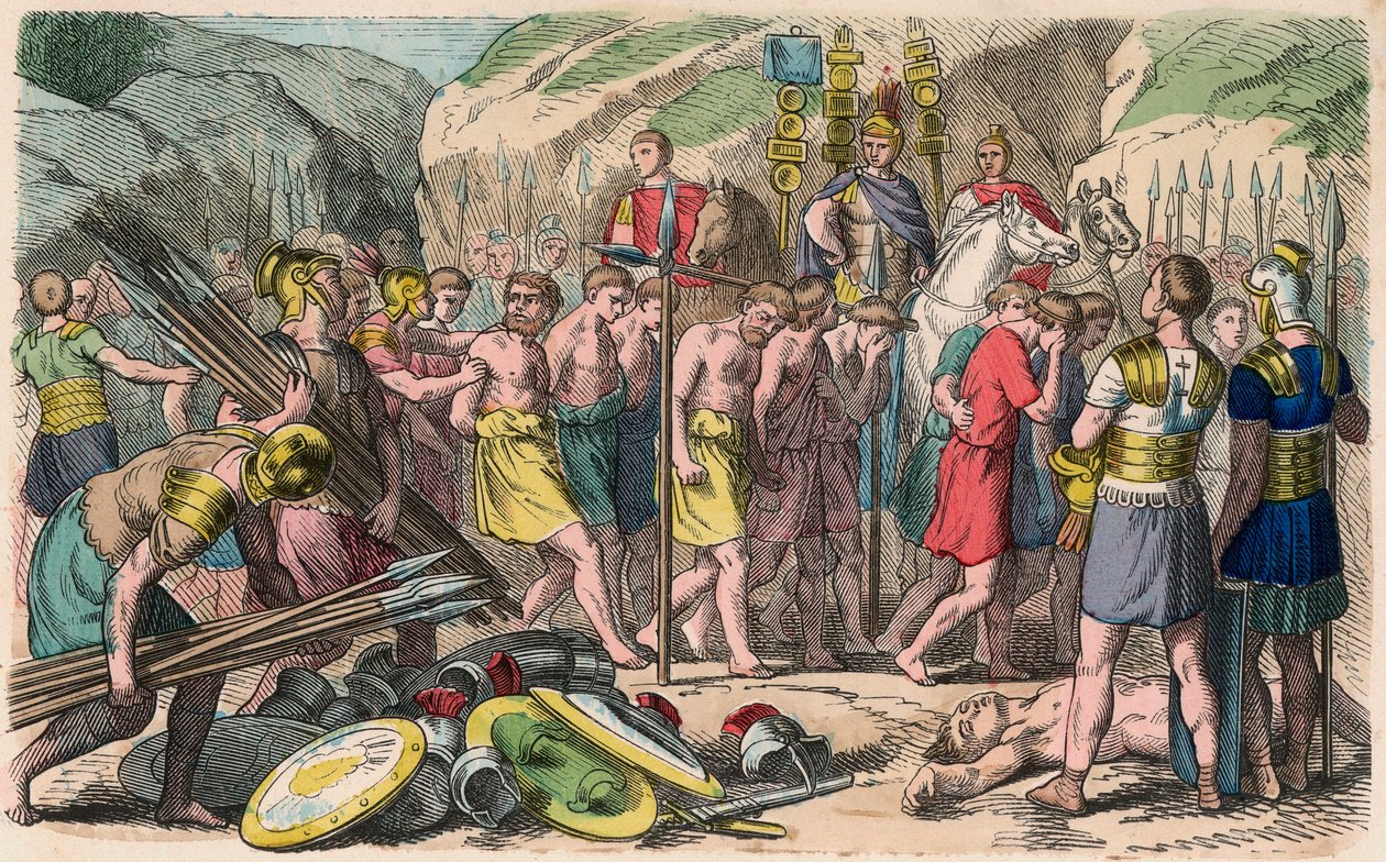 Starożytny Rzym: schwytani wrogowie są zaprzęgani autorstwa Heinrich Leutemann