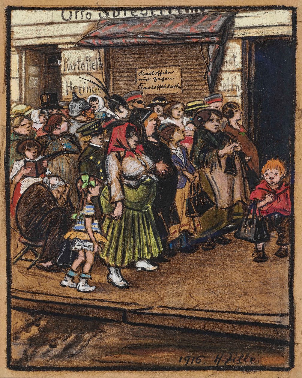 Kolejka do ziemniaków, 1916. autorstwa Heinrich Zille