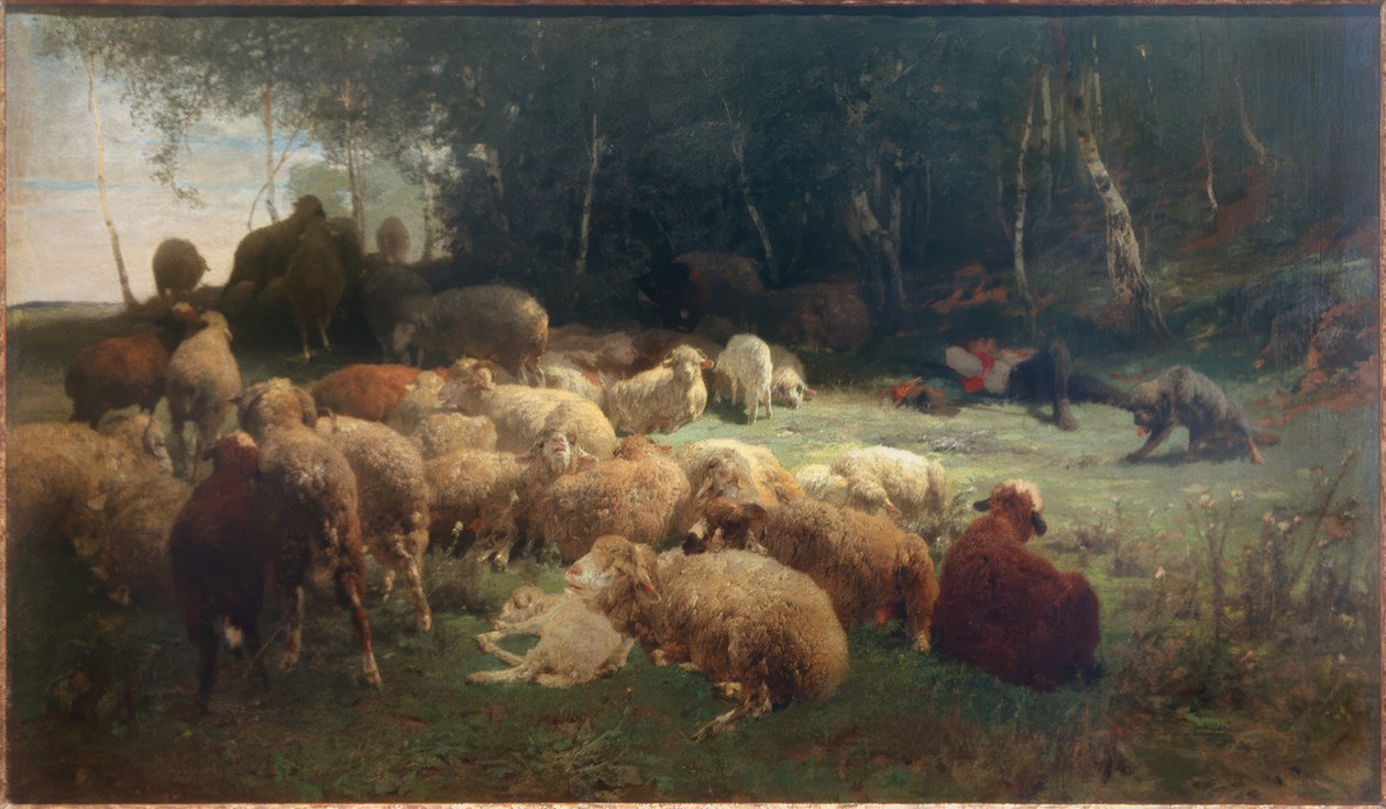Chłopiec z owcami autorstwa Heinrich von Zügel