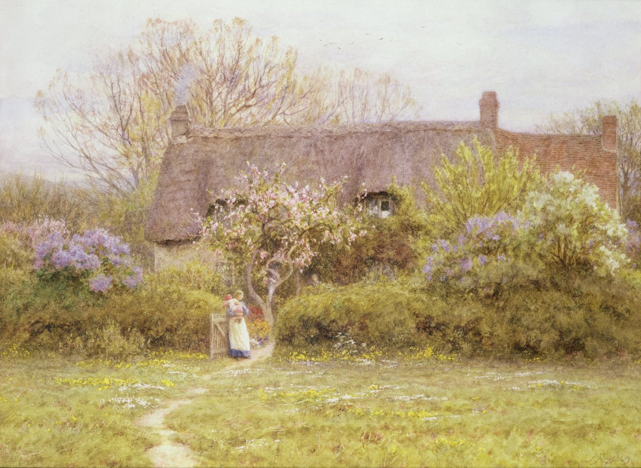 Domek, słodka woda, wyspa Wight autorstwa Helen Allingham