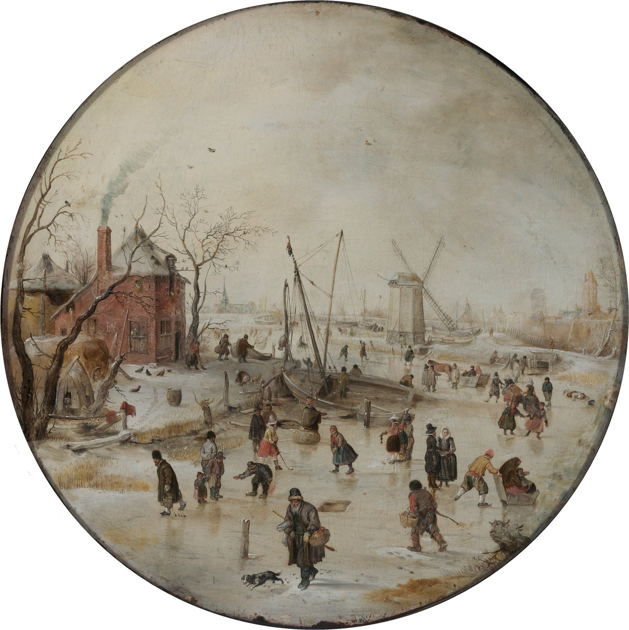 Zamarznięta rzeka z łyżwiarzami autorstwa Hendrick Avercamp