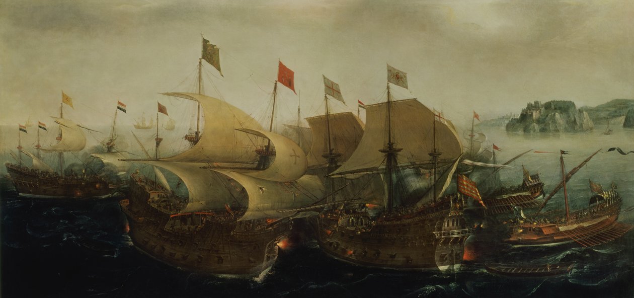 Akcja morska, prawdopodobnie bitwa pod Kadyksem, 1596 autorstwa Hendrick Cornelisz. Vroom