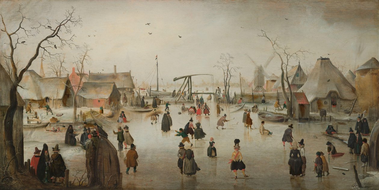Jazda na łyżwach w wiosce autorstwa Hendrick Avercamp