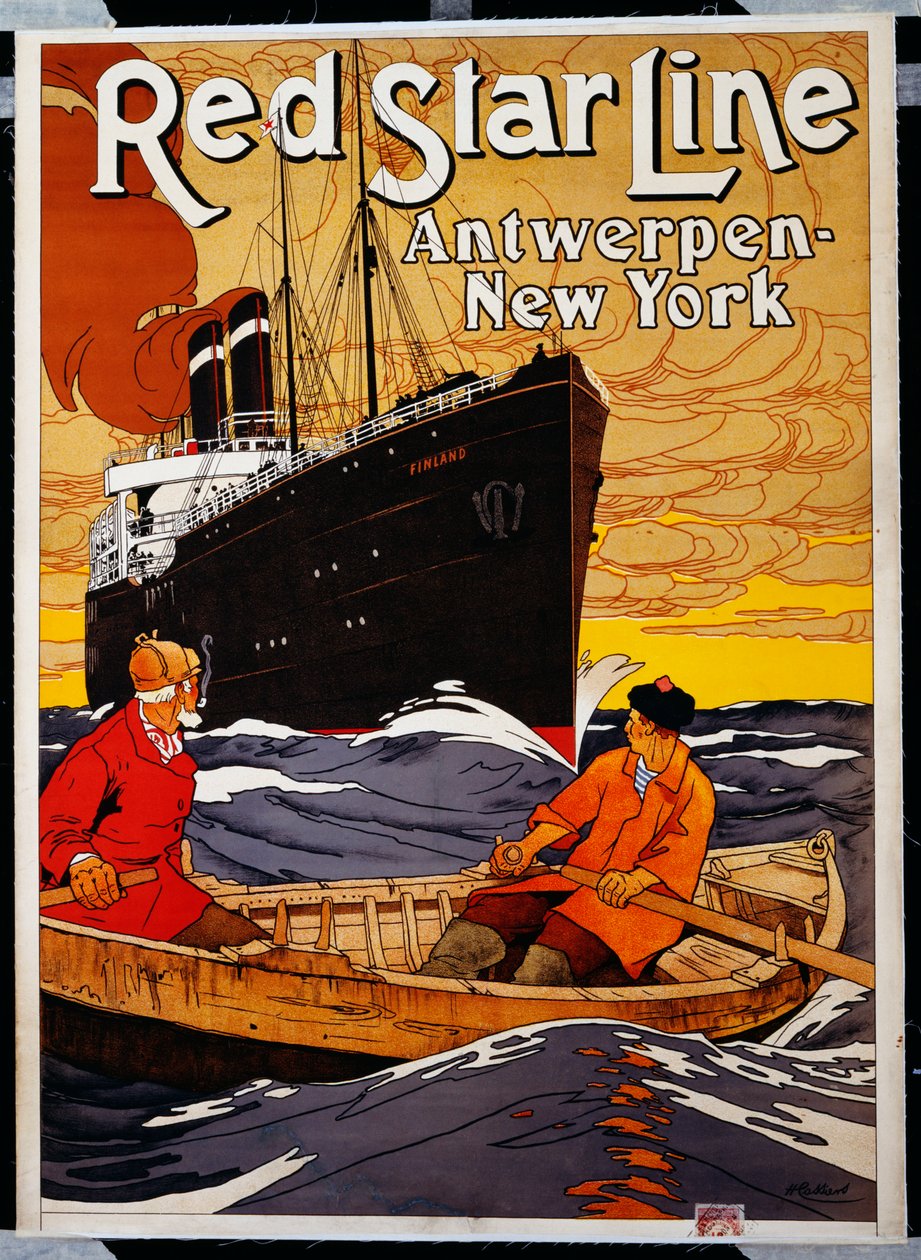 Red Star Line, ok. 1900 (litografia w kolorach) autorstwa Hendrick Cassiers