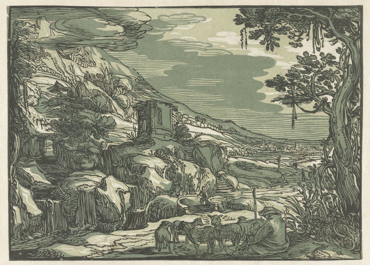 Arkadyjski krajobraz autorstwa Hendrick Goltzius (rejected attribution)