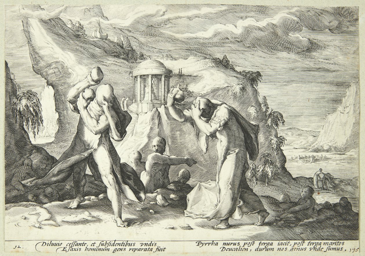 Deukalion i Pyrrha ponownie zaludniają świat autorstwa Hendrick Goltzius